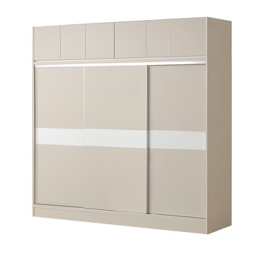 直人木業-RJ北歐奶油風緩衝滑門高被櫥衣櫃244公分