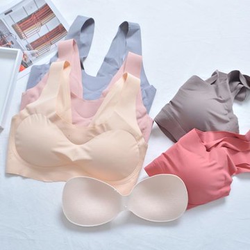 出口女士無鋼圈背心式文胸光面無痕貼身內衣夏聚攏胸罩防下垂防震