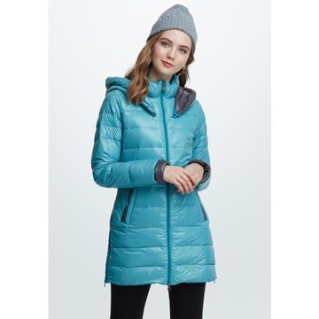 JORDON 女款  配色長版羽絨外套/大衣 5025