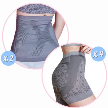 【京美】X銀纖維極塑護腰2件+逆時能量健康提臀褲-平口款4件(6件組)