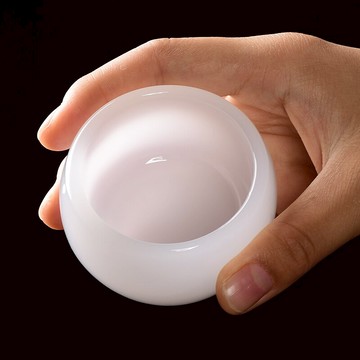 陶生活瓷玉瓷茶杯定窯大號品茗杯琉璃玉建盞主人杯單杯功夫茶具