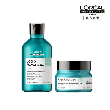巴黎萊雅PRO 絲漾博 水楊酸控油洗髮精 300ml + 控油淨化泥 250ml (控油/蓬鬆/舒緩) ｜官方旗艦店