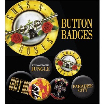 【槍與玫瑰】Guns N Roses Lyrics and Logos - 進口徽章組