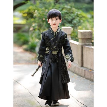 男童漢服武俠風春秋款兒童古裝演出服男孩中秋節古風國風春裝唐裝
