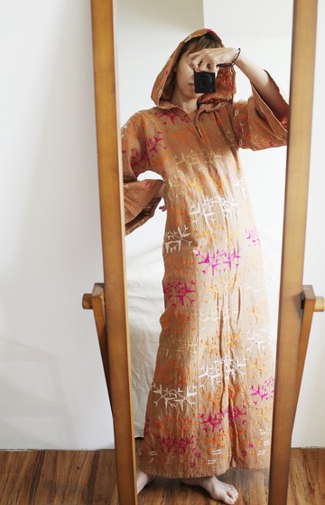 Vintage 遊牧滿版手刺繡圖騰織布長袍