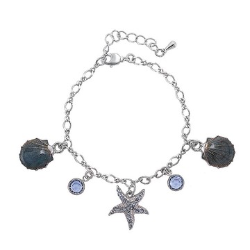 奧地利淺藍鑽海星與貝殼手鍊