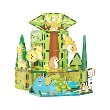 PicassoTiles磁力片 PTQ12彩繪磁力片積木-動物森林組46pc