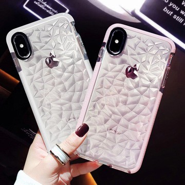 送保護貼 防摔鑽石紋手機殼i8 Plus手機防摔殼i7 Plus保護殼 iPhone X i6s SE2/3 軟邊框透明殼