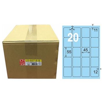 【龍德】A4三用電腦標籤 55x45mm 淺藍色1000入 / 箱 LD-857-B-B【APP滿額下單10%點數(單一帳號最高5000點)】1/31止