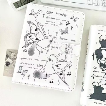 台灣出貨-小紅書同款蝴蝶小貓PU卡冊皮質A5卡冊可愛高顏值小眾收納冊