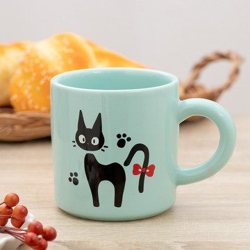 真愛日本 宮崎駿 吉卜力 魔女宅急便 黑貓吉吉 Gloset限定 日本製馬克杯 腳印薄荷綠 馬克杯 水杯 杯子 杯 茶杯 咖啡杯