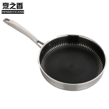 26CM新款不銹鋼不粘平底全屏滿花煎鍋批發 無油煙平底鍋煎盤鍋具