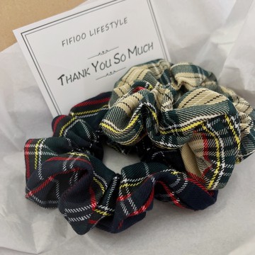 FIFIOO菲菲窩居||英倫格子學院風髮圈 大腸圈 髮圈 東大門 韓國髮飾 made in korea