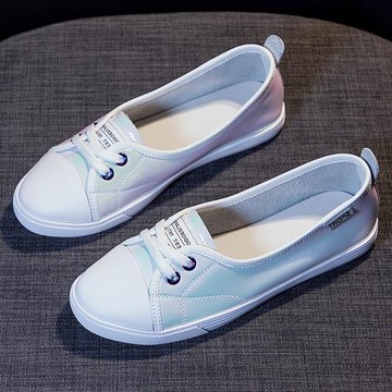小白鞋女2025春季新款夏季夏款百搭平底真皮淺口透氣一腳蹬懶人鞋