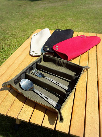 Kurashiki 帆布托盤餐具盒野營戶外紅色紅卡其黑