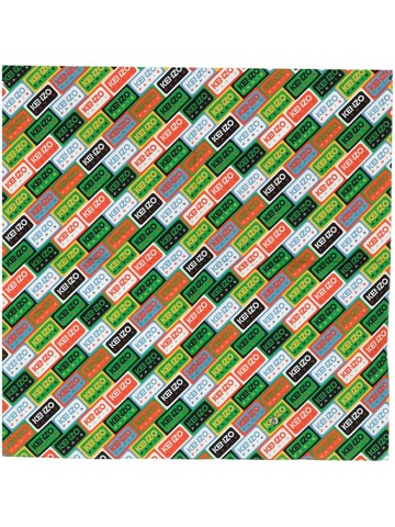 Kenzo - square logo-print scarf - men - Cotton - One Size - Multicolour