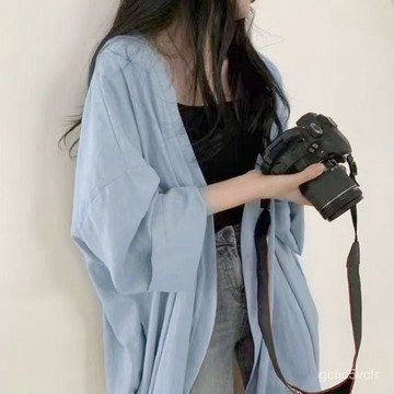 外套 襯衫女 大碼外套 慵懶風外套 寬鬆中長款外套 寬袖 韓版外套 顯瘦防曬衣女 襯衣女 大尺碼襯衫女 襯衫外套薄