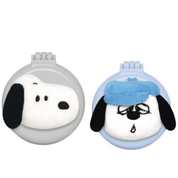 小禮堂 Snoopy 史努比 圓形立體玩偶鏡梳組 (大臉款) 史努比 歐拉夫