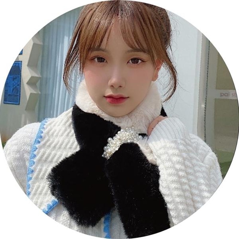 レッキス ファー マフラー レディース ふわふわ パール付き フェイク  