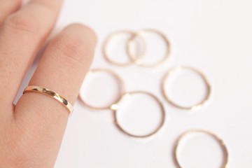 漣漪 純銀手工細戒 金色款