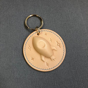 真皮火箭吊飾 手工皮件 縫線可選色