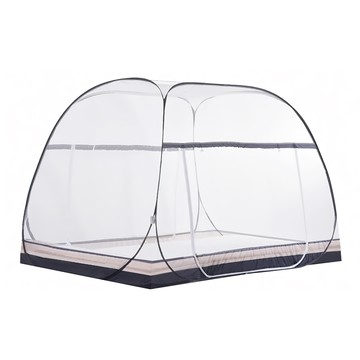台灣 Life plus 大方頂蒙古包雙開門蚊帳 加大加寬加高免安裝 1280g  200 x 180 x 155cm  條紋灰、條紋綠
