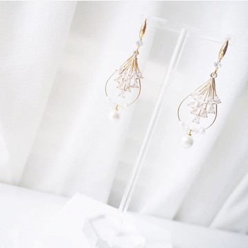 新娘耳環 新娘耳夾 生日禮物 優雅 耳環 耳夾 客製化 定制