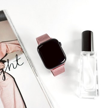 Apple Watch 全系列通用錶帶 蘋果手錶替用錶帶 磁吸扣 米蘭編織不鏽鋼錶帶 粉色 #865-AP56-PK