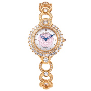 Ogival 愛其華 山茶花系列 天然寶石鏤空輕奢腕錶 305-35.1DLR 玫瑰金