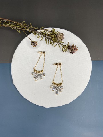 【母親節禮盒】天然灰色不規則淡水珍珠純銀耳環耳夾