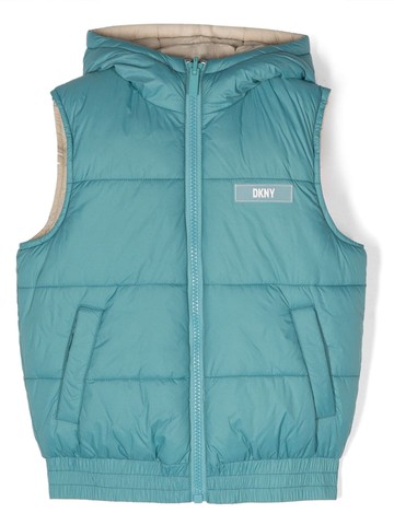 Dkny Kids - logo-detail reversible padded gilet - kids - Polyamide/Polyester - 8 yrs - Blue