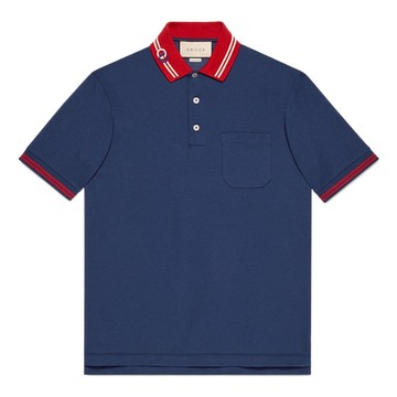 Gucci SS22 Cotton piquet polo shirt with Interlocking G 'Dark Ink Red'