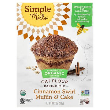 Simple Mills, Organic Oat Flour, Muffin & Cake Mix, Cinnamon Swirl, 11.2 oz (318 g)