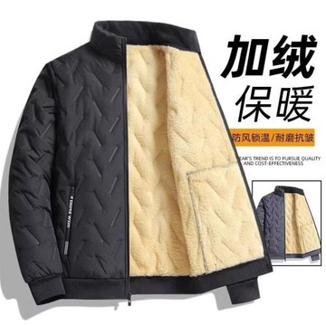 商場倒閉干活穿耐磨羊羔絨棉衣男士加絨加厚休閑潮牌立領質感外套