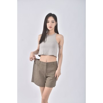 (L) icb高腰丹寧牛仔質感綠色短褲二手衣