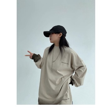 【RICECAKE & OISIS】美式漸變 字母印花 長袖t恤+短褲 高級感 百搭 上衣 oversize 套裝 女