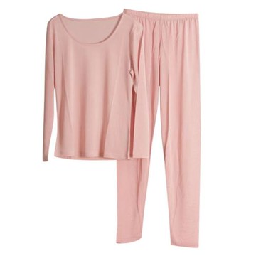 春秋打底基礎款全桑蠶絲女真絲針織內衣套裝圓領薄款秋衣秋褲