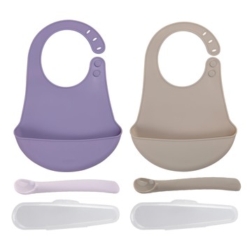Dailylike BonBon 幼兒矽膠餵食組  薰衣草紫 + 可可色  1組  1組