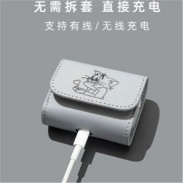 卡通貓和老鼠適用蘋果AirPods3代耳機殼保護套Pro1/2情侶皮質軟殼