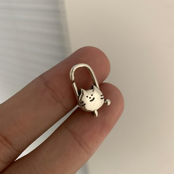 小寶s925純銀可愛小貓咪萬能扣頭搭配吊墜女小眾設計氣質diy配件