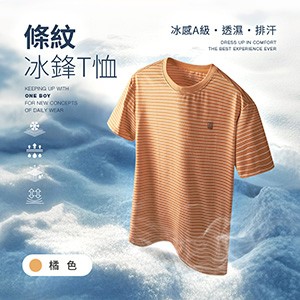 冰感A級冰科技吸溼排汗透氣條紋冰鋒T恤