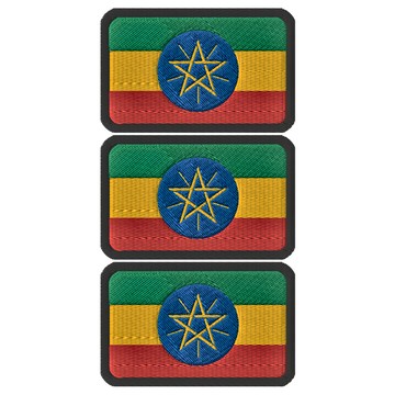 A-ONE 伊索比亞 含字 DIY國旗刺繡徽章 8x5cm 台灣製  彩色  3個