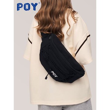 POY 機能斜挎包胸包女潮黑色男士腰包斜挎包日系休閑2025新款挎包