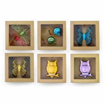 繽紛造型磁鐵組(芒蜻蜓,慢活蝸牛,翠漾鳳蝶,貓頭鷹)/找一種療癒 A款：芒蜻蜓(綠/紅2入)×1盒、慢活蝸牛(綠/藍2入)×1盒、翠漾鳳蝶(藍/黃)×2盒、貓頭鷹(黃/紫)×2盒