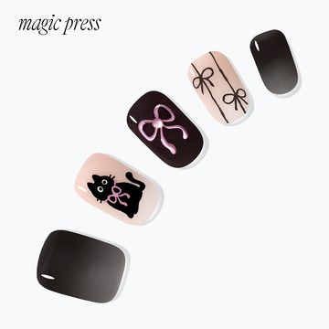 Dashing Diva/M 薄型經典美甲片-緞帶喵喵 MDA5F026RG