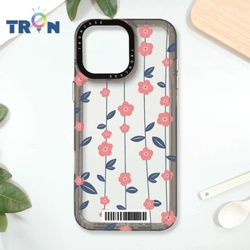 TRON IPhone 16 Pro Max 條紋透明小花C款 防摔太空載具殼 透黑 軟硬 手機殼