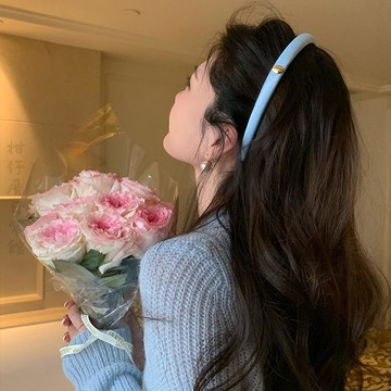 🔥3件8折🍊臺北出貨🍊可開發票藍色標細髮箍女款外出百搭高顱頂髮飾新款髮卡頭箍發捆頭飾