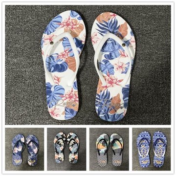 歐美出口夾腳拖 女人字拖 防滑沙灘拖 軟底花色坡跟軟底