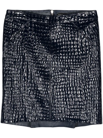 TOM FORD - crocodile-embossed leather miniskirt - women - Silk/Goat Skin/Elastane - 38 - Blue
