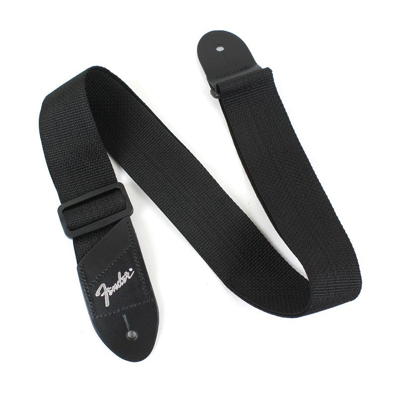 フェンダー Fender Economy Strap SILVER Black Polyester Logo Straps ギターストラップ